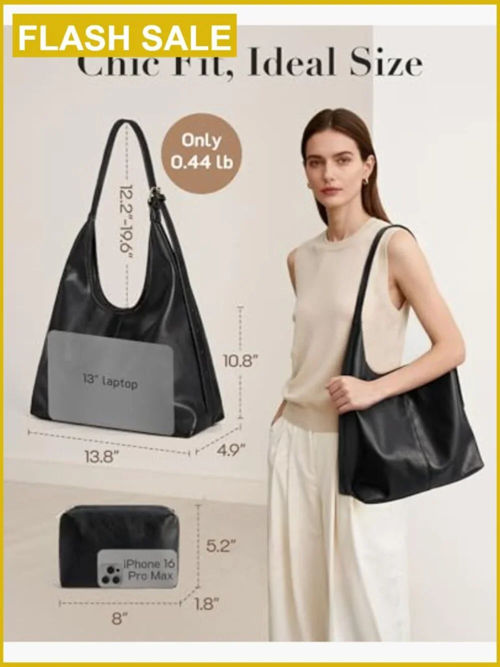 Vegan Leather Hobo Bag Tote Crossbody Shoulder Purse with Pouch